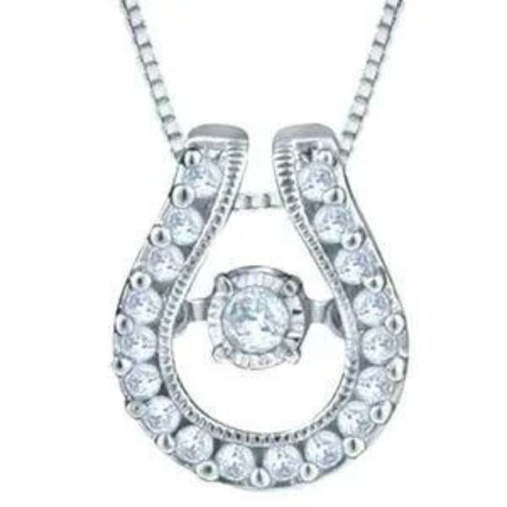New Fabulous Sterling Silver Diamond Horseshoe Necklace